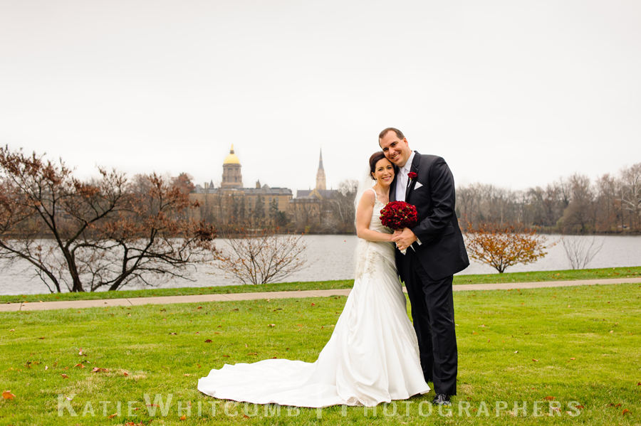 bride & groom with basilica of sacred heart and golden dome 