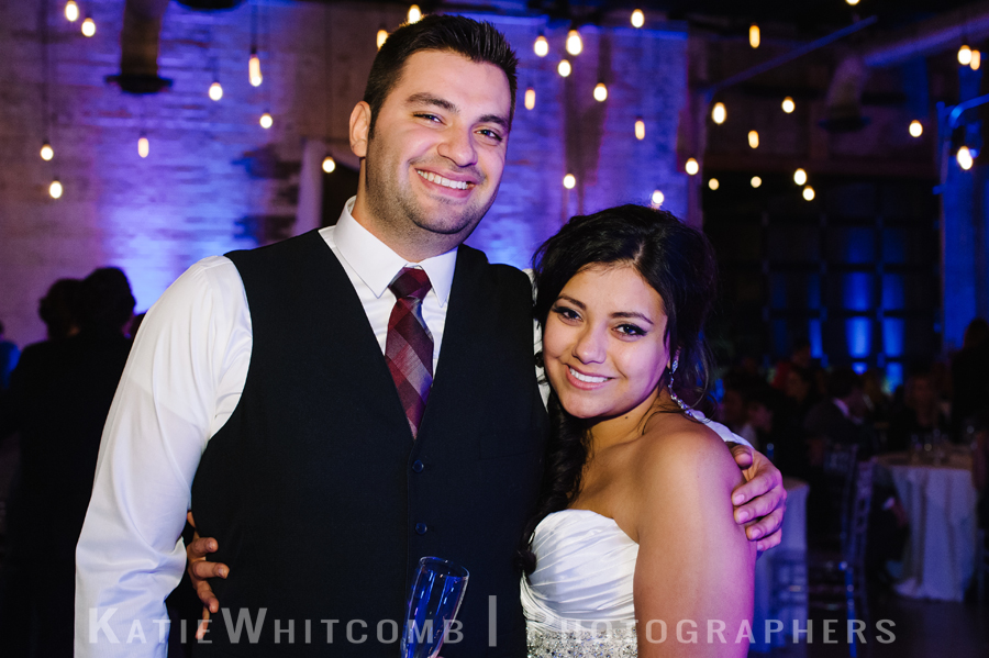 bride and her brother at the wedding reception at the brick in south bend