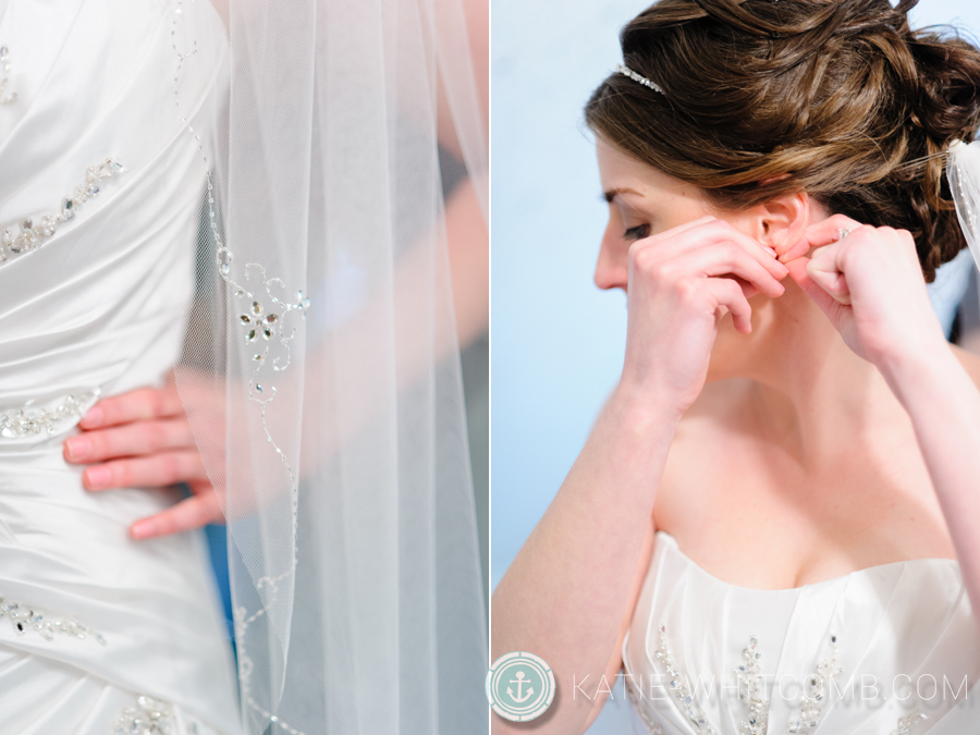 bride putting on the last minute details before her ceremony at grace united methodist