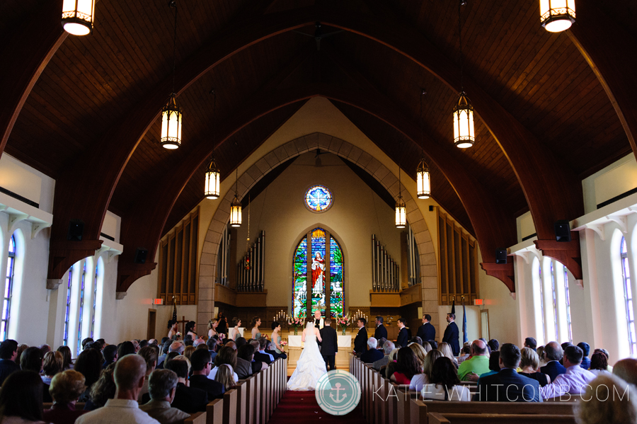 bride and groom during the ceremony at grace united methodist church