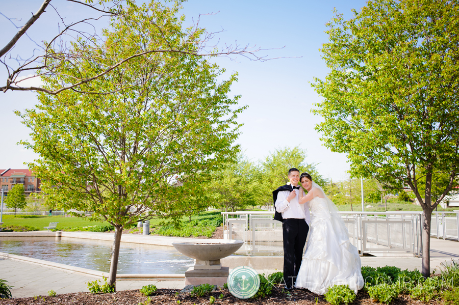 beautiful day for the bride and groom at the mishawaka riverwalk