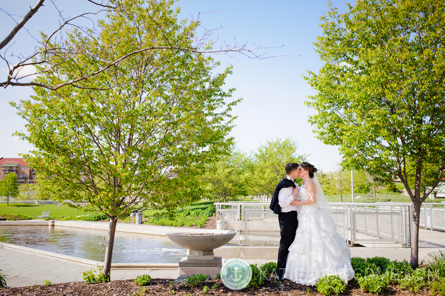 beautiful day for the bride and groom at the mishawaka riverwalk