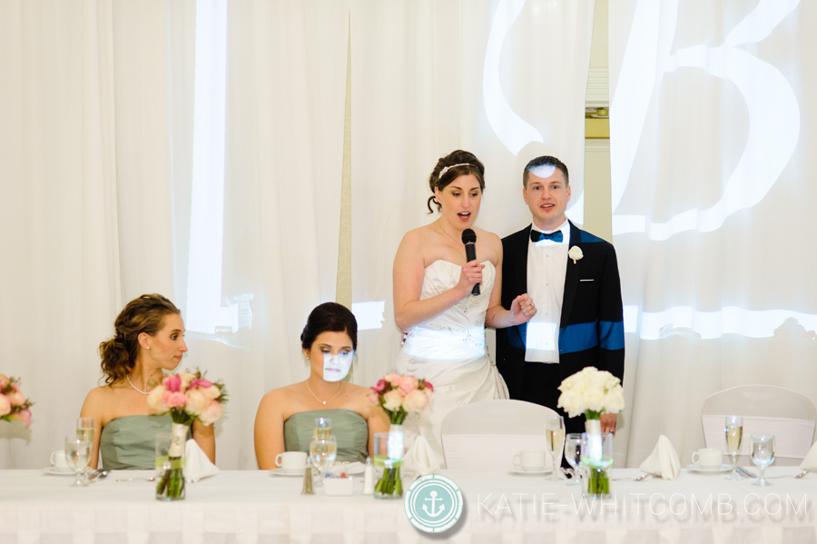 bride welcomes her guests to her reception at doubletree by hilton