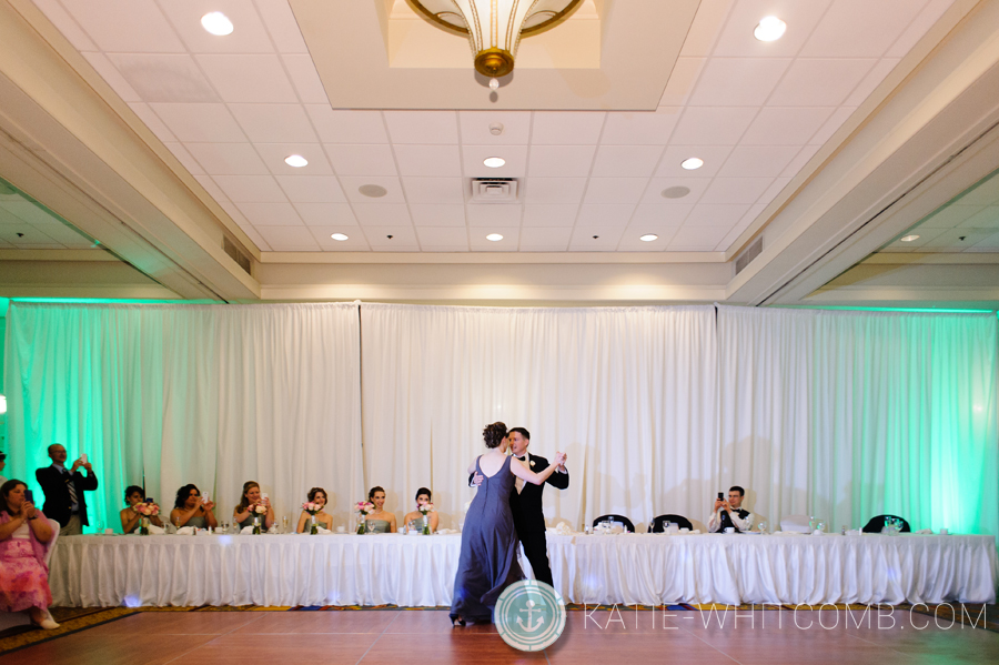 bride and groom dance their choreographed first dance at doubletree by hilton