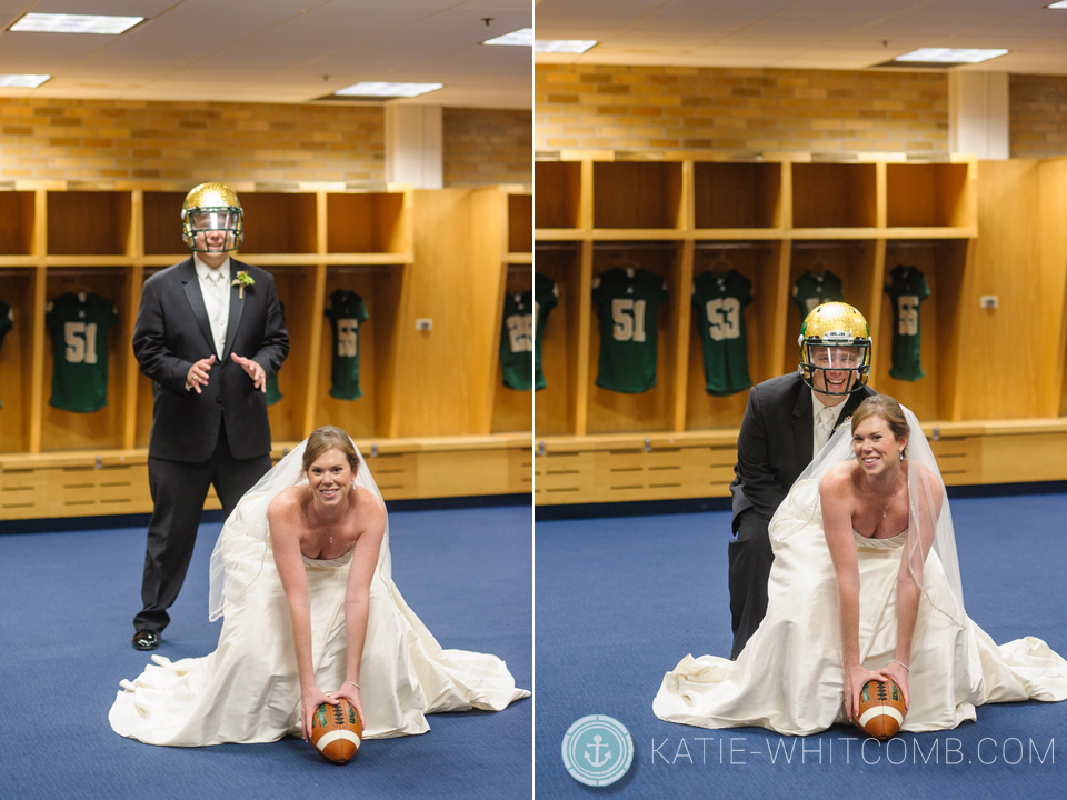 notre dame football locker room wedding pictures