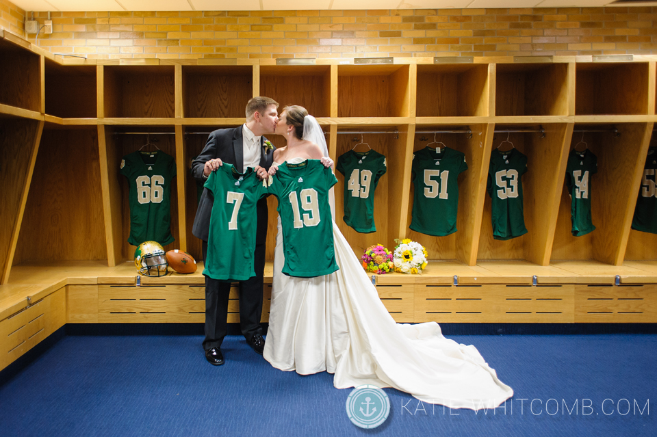 notre dame football locker room wedding pictures