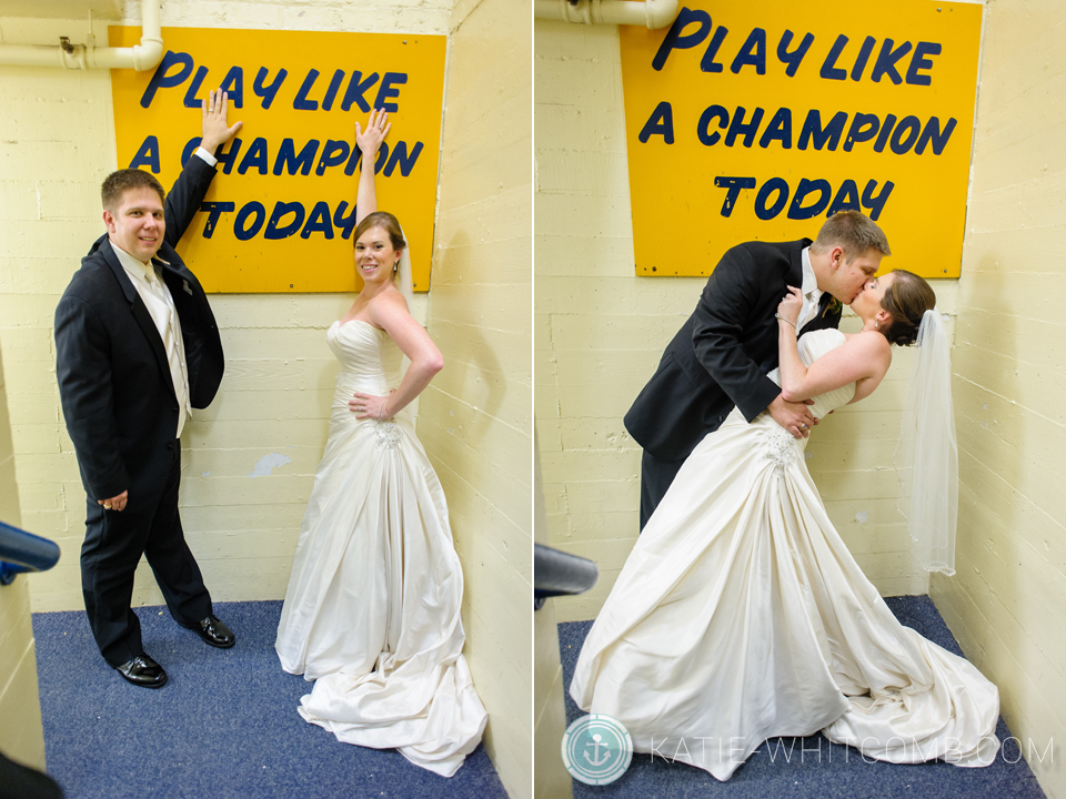 notre dame football locker room wedding pictures