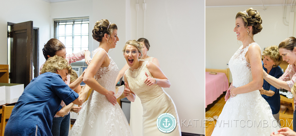 bride getting ready for her wedding ceremony at st. mary's