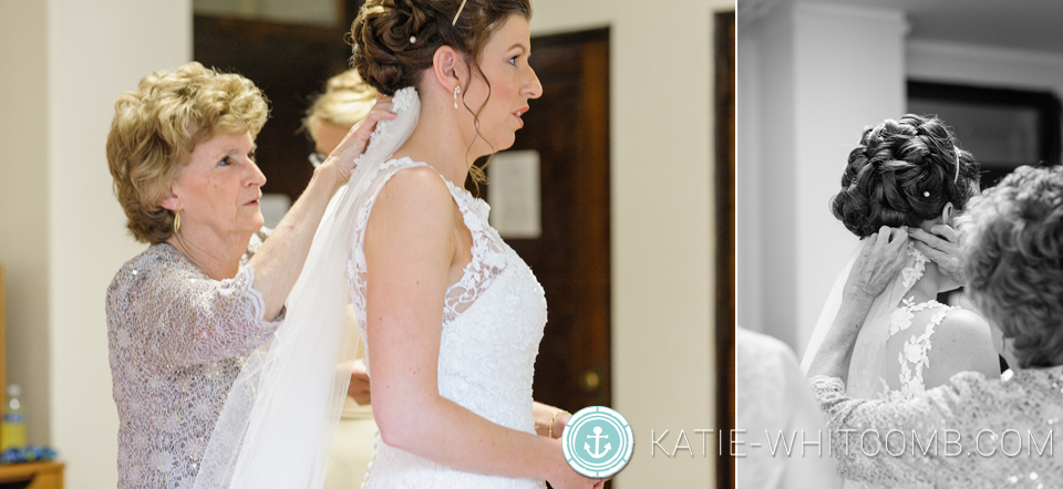 bride getting ready for her wedding ceremony at st. mary's