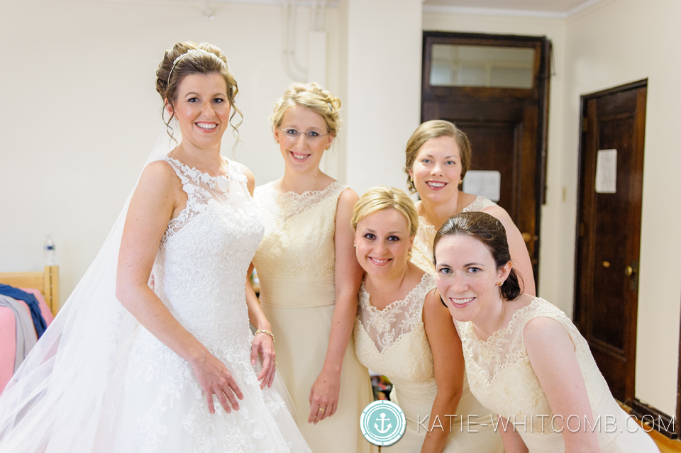 bride and her maids before the ceremony at st. mary's wedding