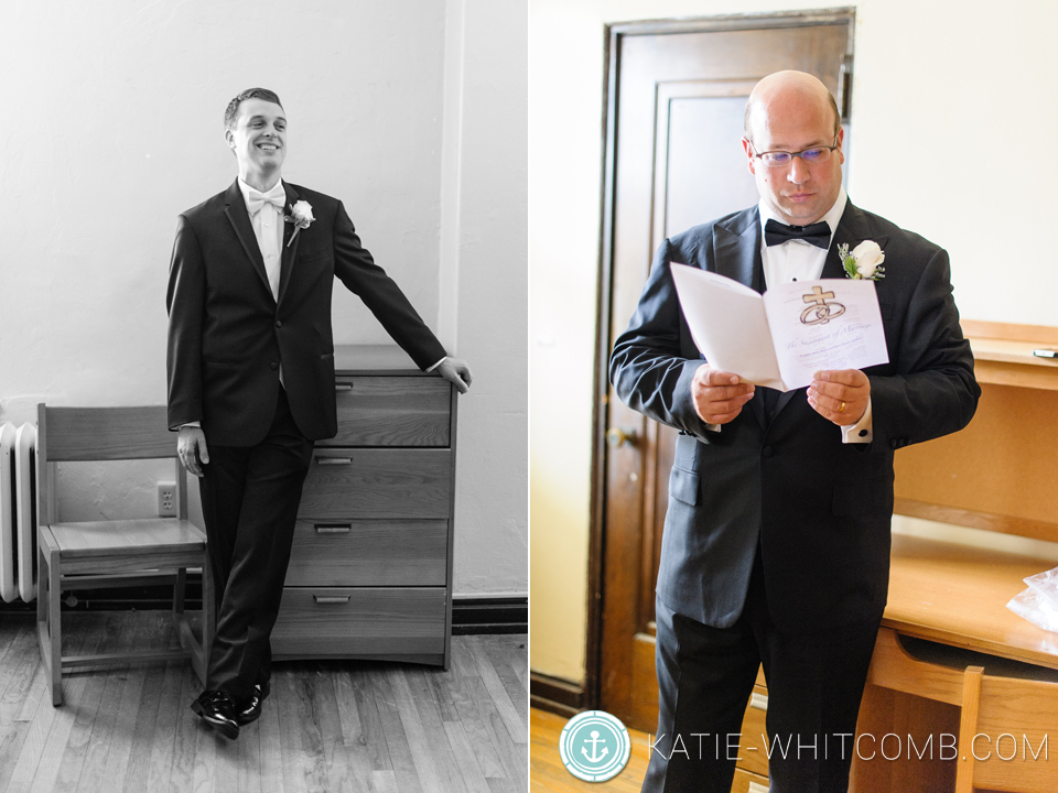 groomsmen before wedding ceremony at st. mary's