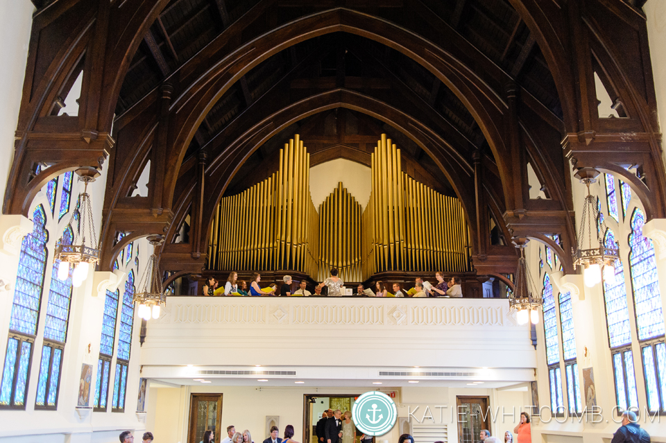 choir singing at wedding ceremony at st. mary's