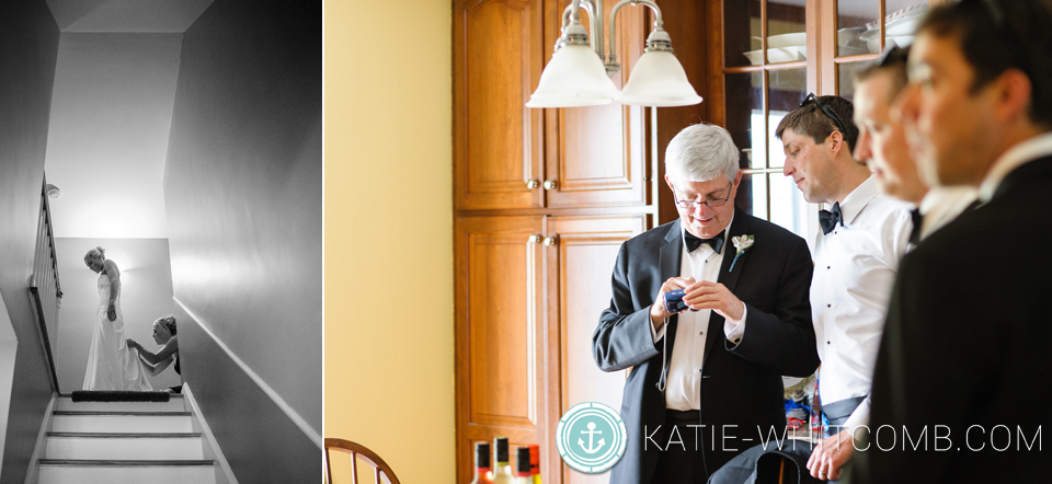 private cocktail hour at bride's parents house before reception