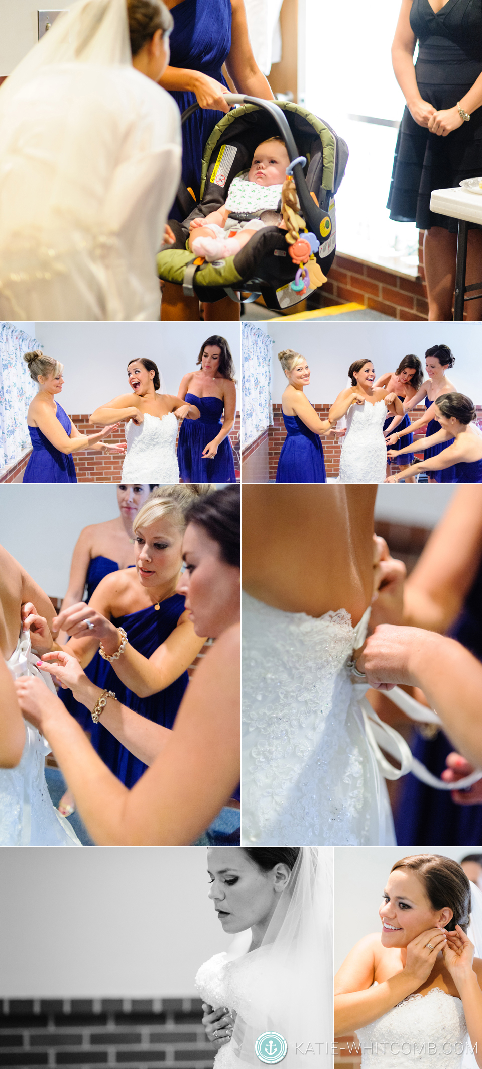 Bride getting ready for her wedding ceremony at St. Anthony's in South Bend