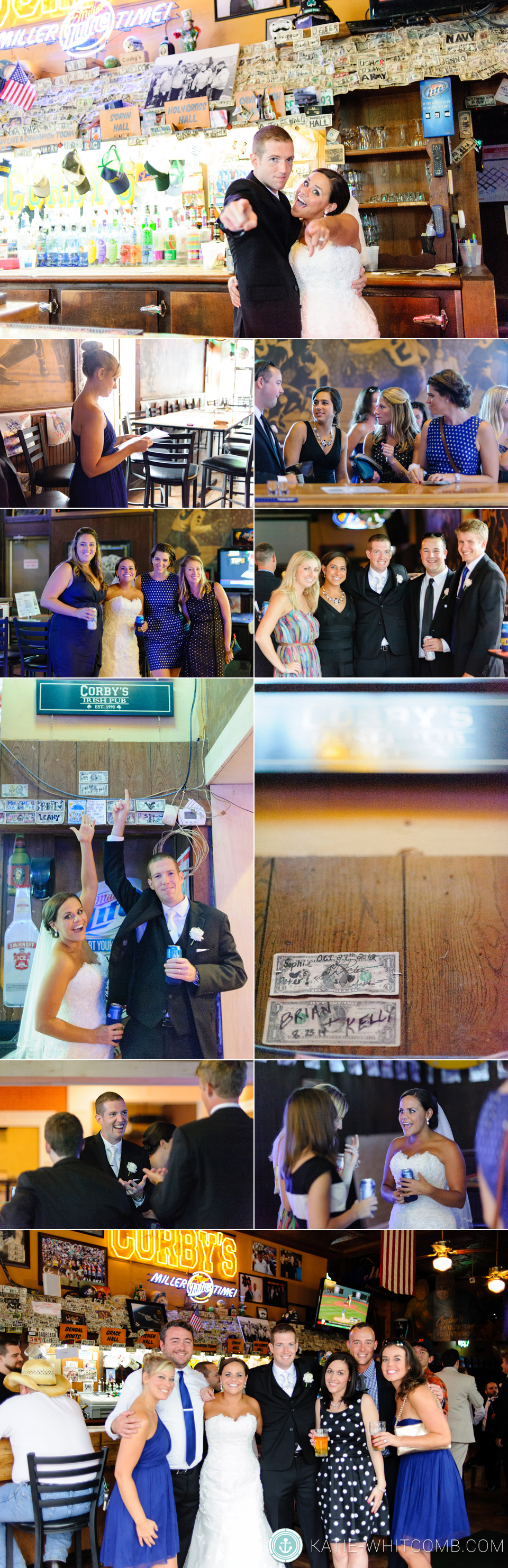 Bridal Party at Corby's Bar in South Bend before going to their wedding reception