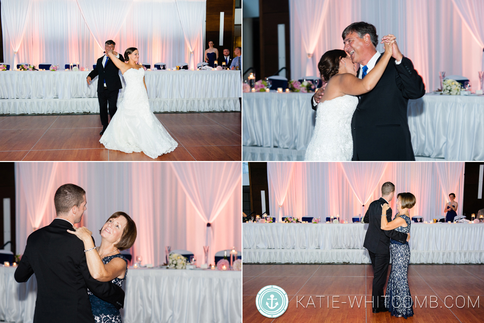 Father, Daughter & Mother, Son dances at wedding reception at DoubleTree by Hilton in South Bend