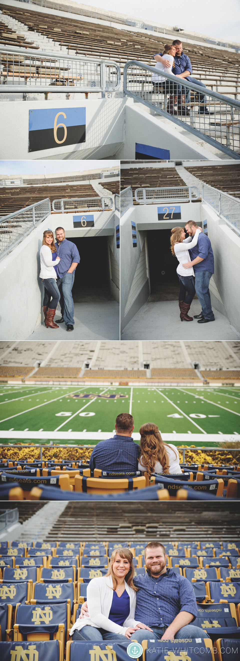 notre dame football stadium engagement session in the fall