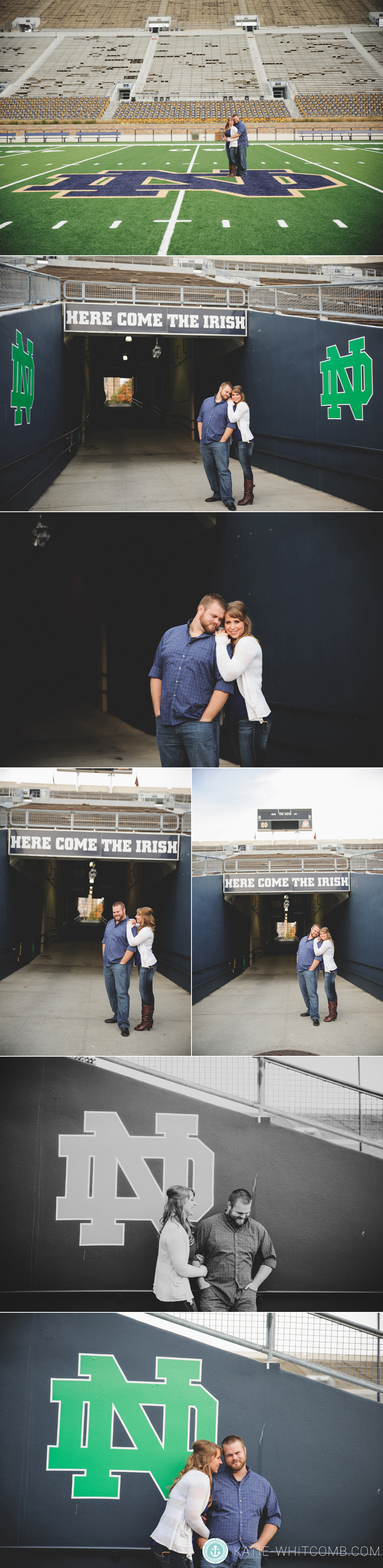 notre dame football stadium engagement session in the fall