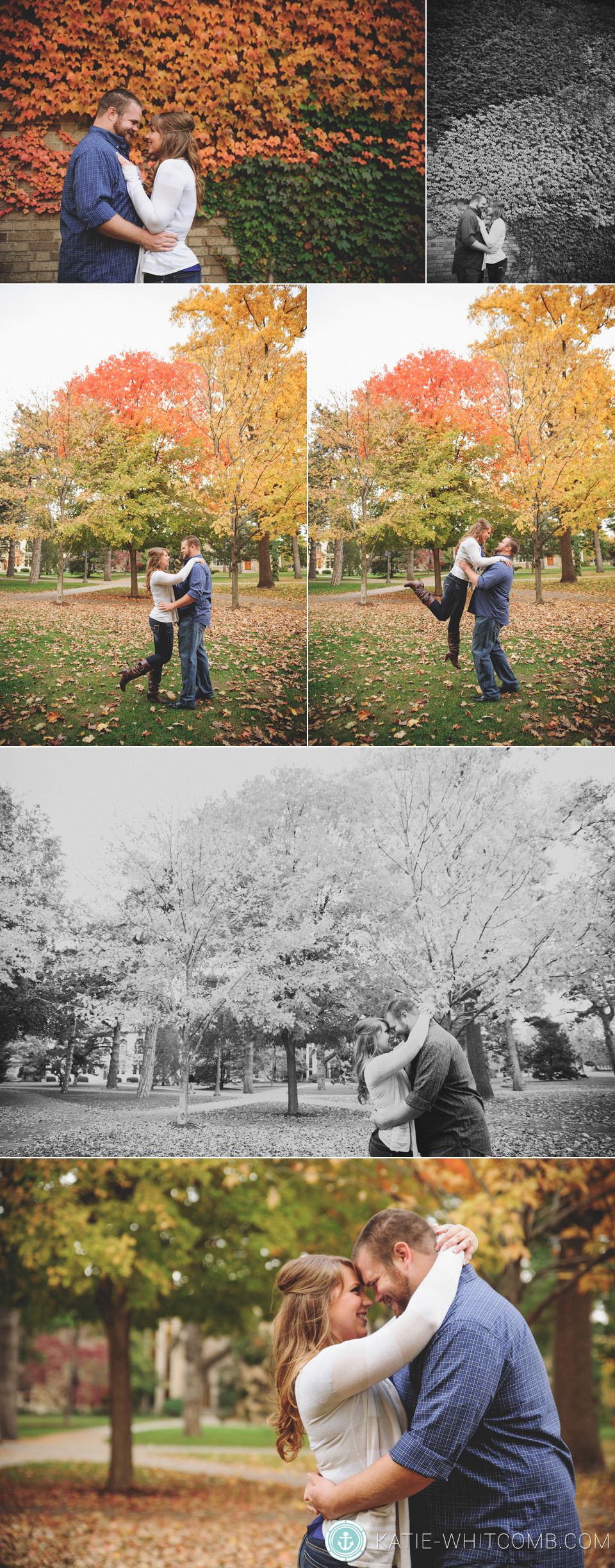 notre dame god quad engagement session in the fall