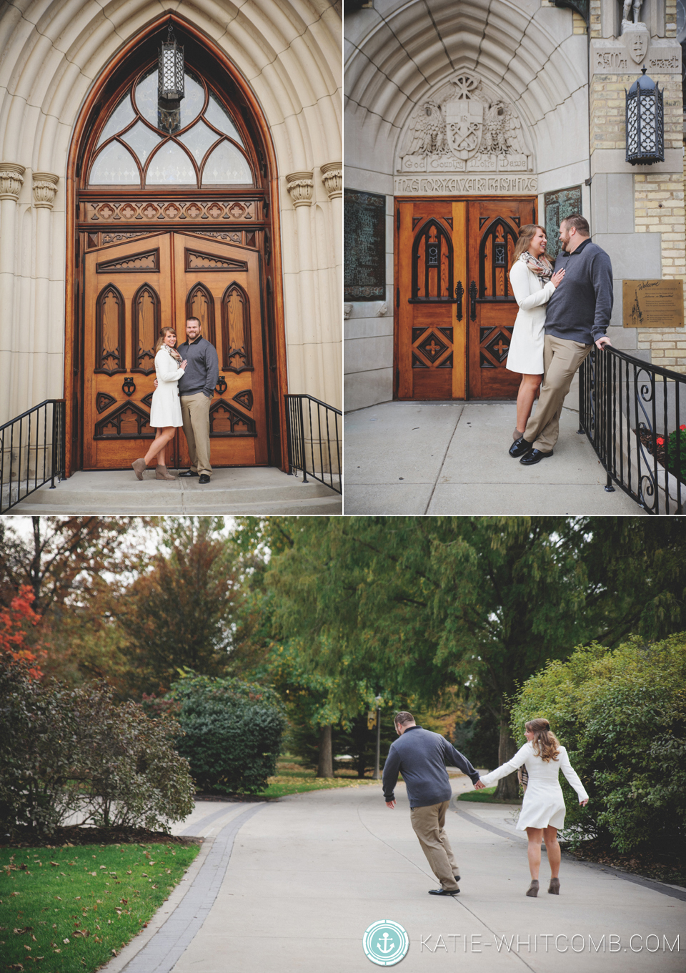 notre dame basilica engagement session in the fall