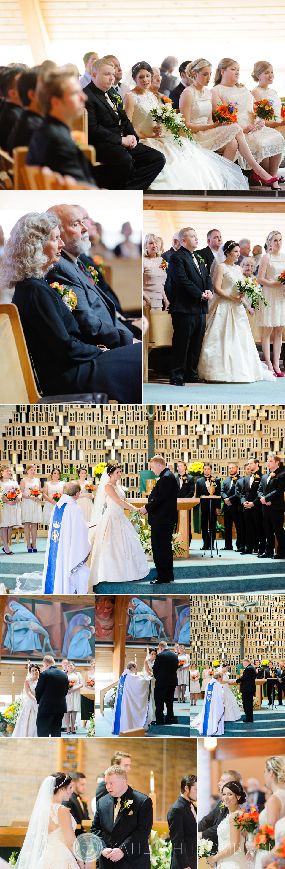 wedding ceremony at Little Flower Catholic Church in South Bend