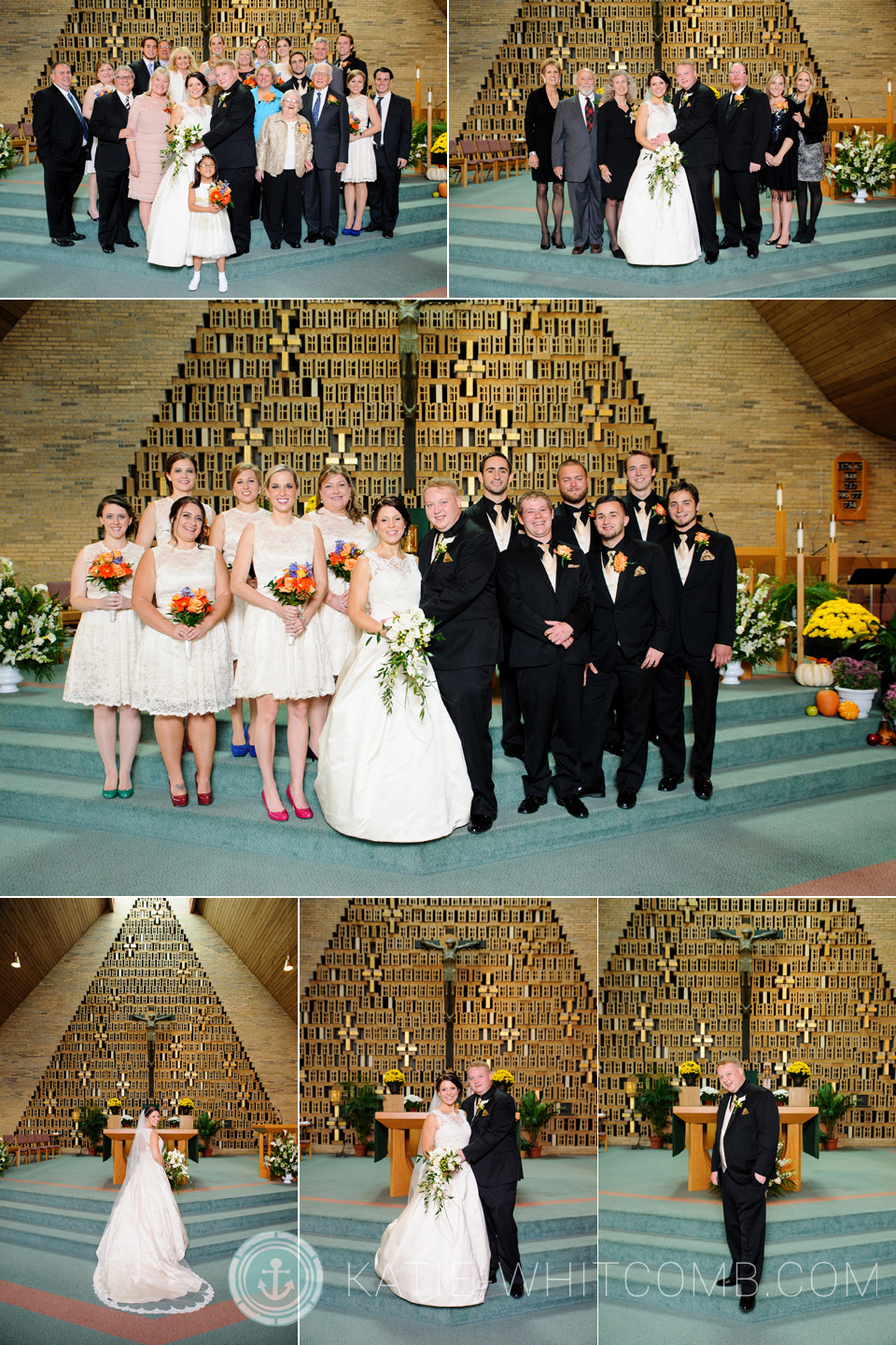 Family Formals at Little Flower Catholic Church in South Bend after a wedding ceremony