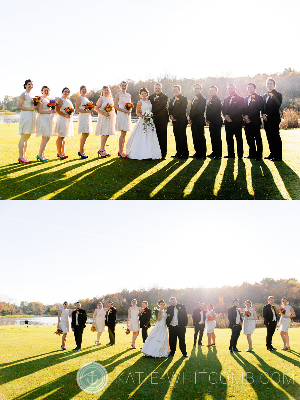 Wedding party on the green at South Bend Country Club