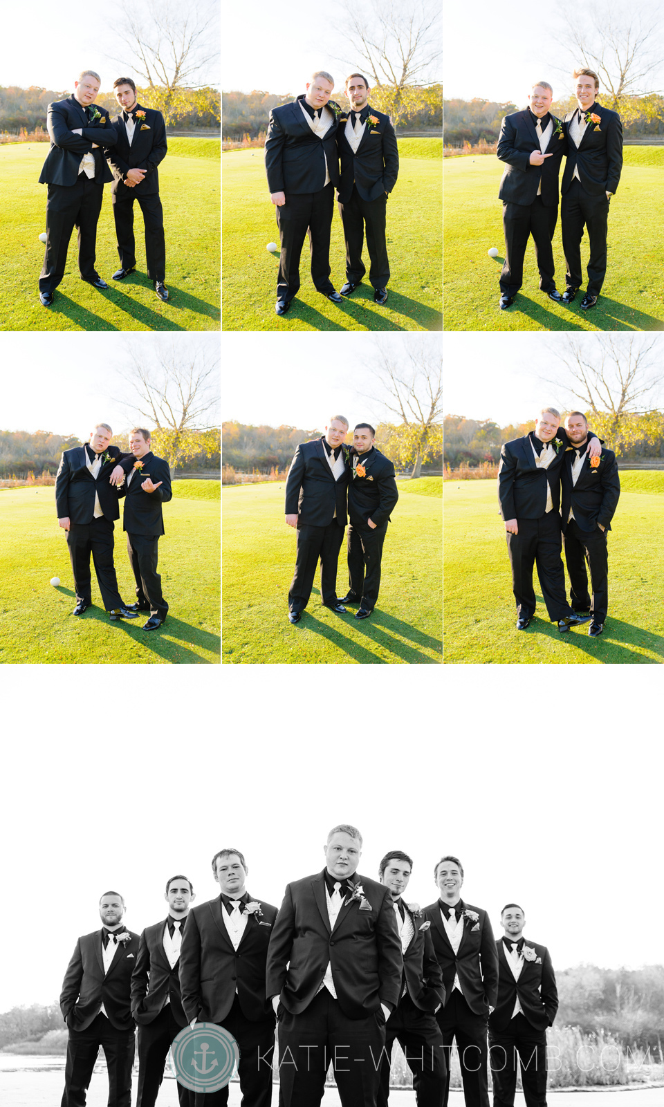 Groomsmen on the green at South Bend Country Club