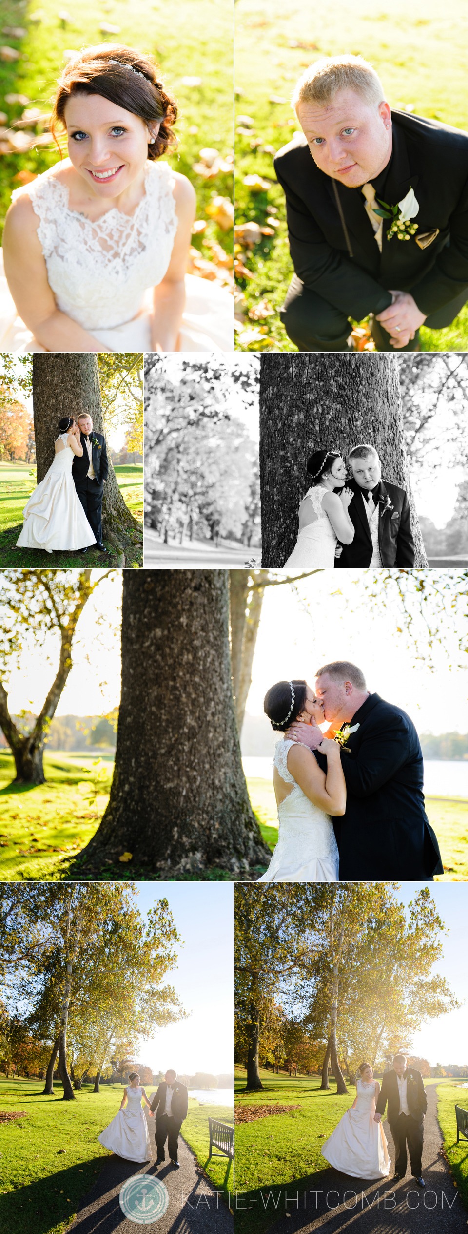 Bride & Groom on the green at South Bend Country Club
