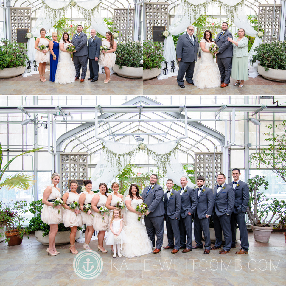family formals at winter wedding at Potowatomi Conservatories
