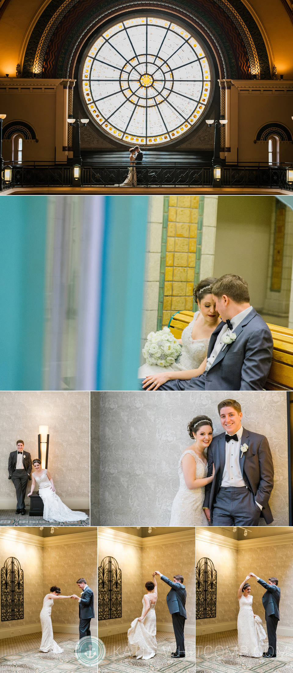 bride and groom intimate portraits before their winter wedding at crown plaza indianpolis