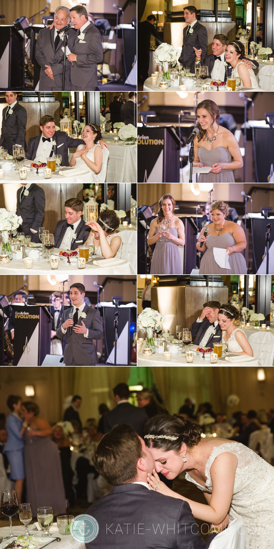 toasts at a winter wedding reception at crown plaza indianpolis