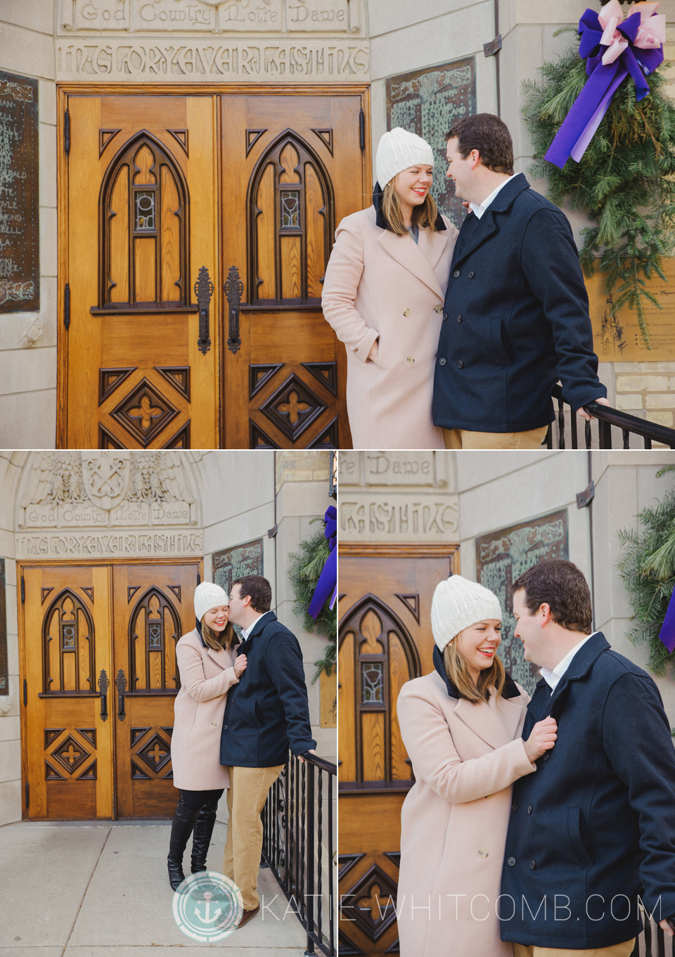 Notre Dame winter engagement session at God Country Door