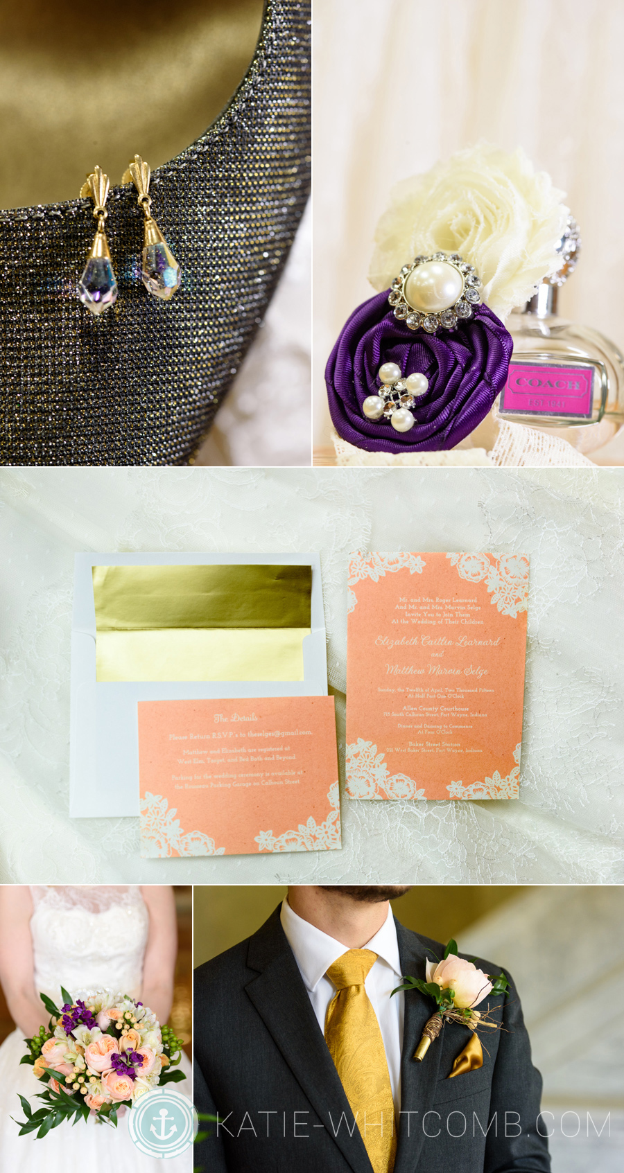 Bride's wedding details for her Allen County Courthouse Wedding