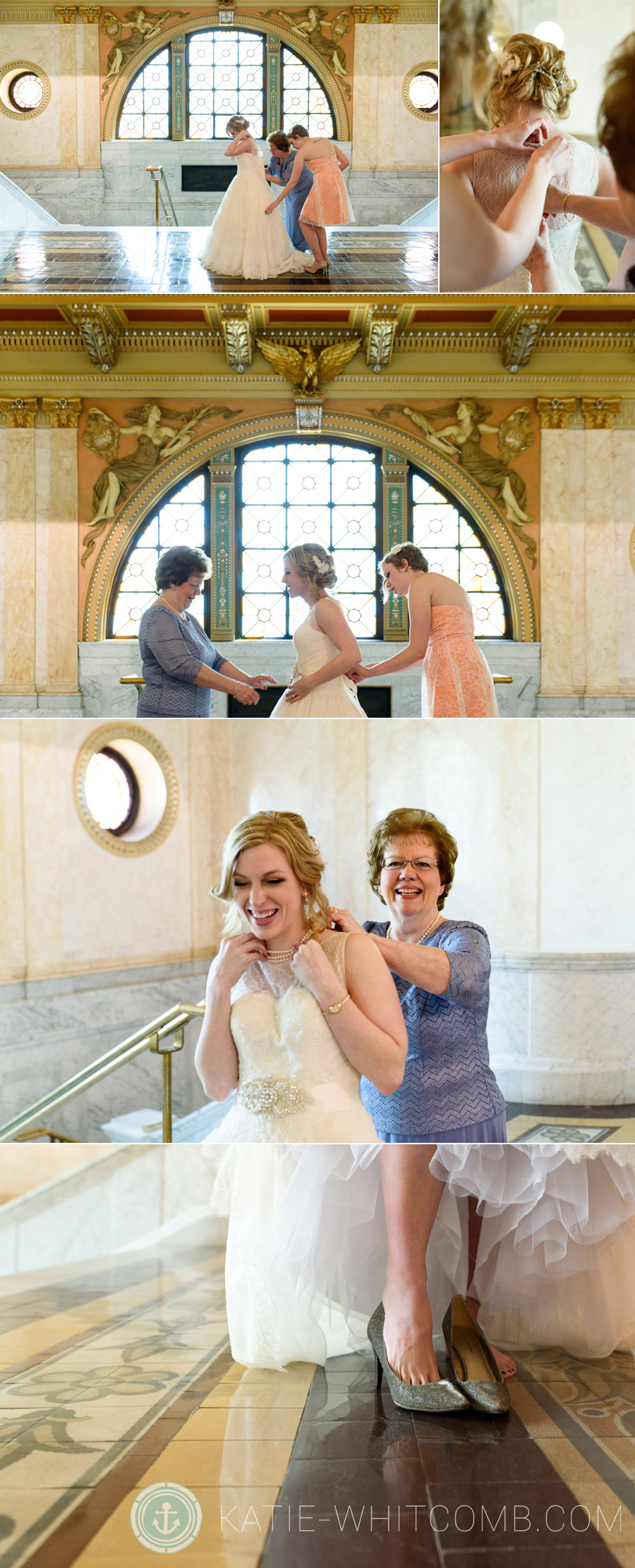 Bride getting ready for her Allen County Courthouse Wedding