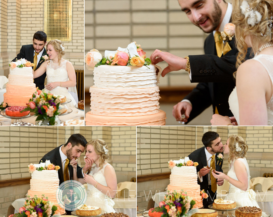 Cake Cutting at a Wedding Reception for a Baker Street Station Fort Wayne, Indiana