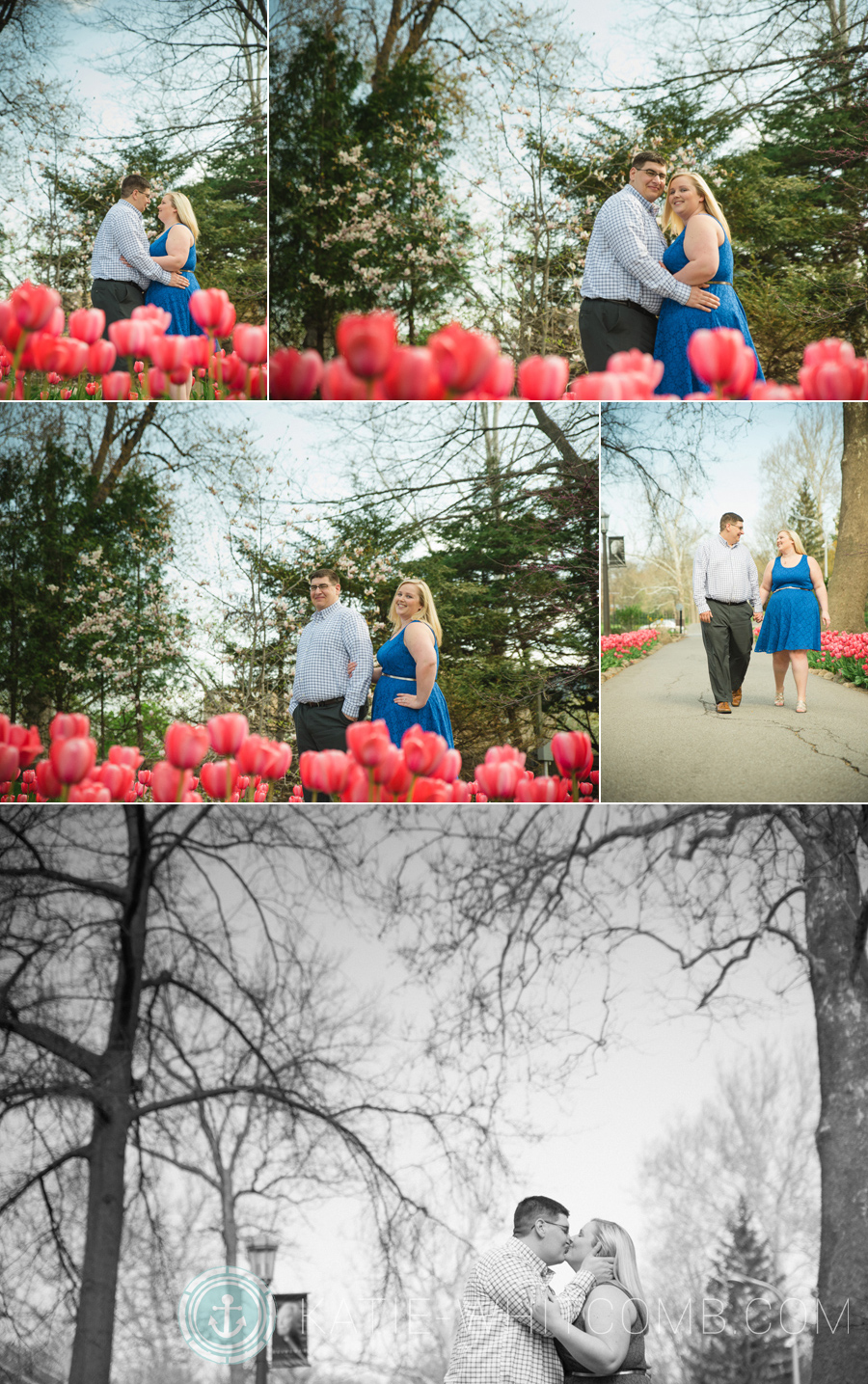 Notre Dame engagement session by the Spring Tulips