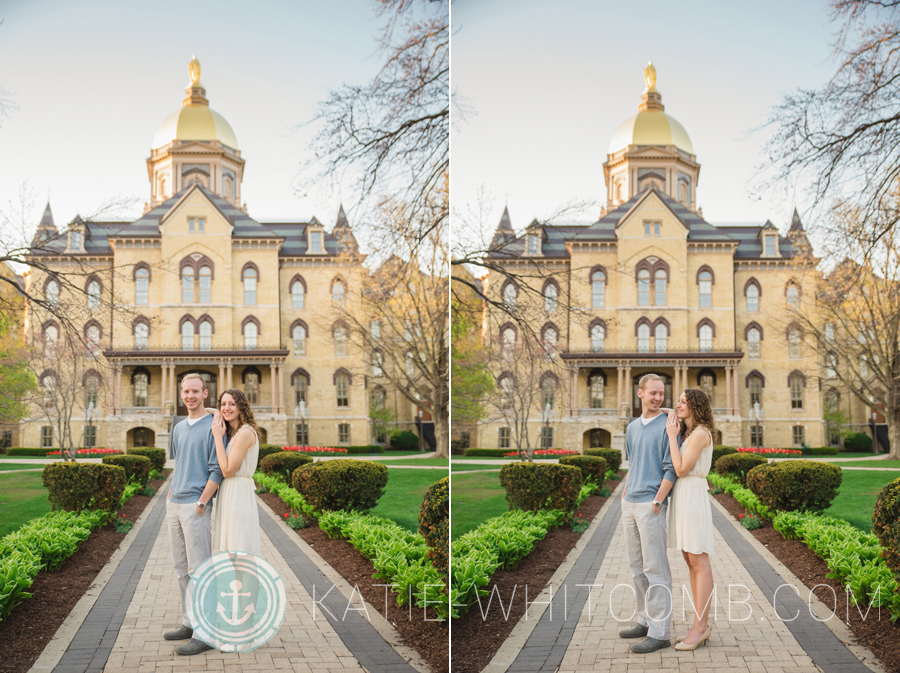 Notre Dame engagement session in front of the Golden Dome