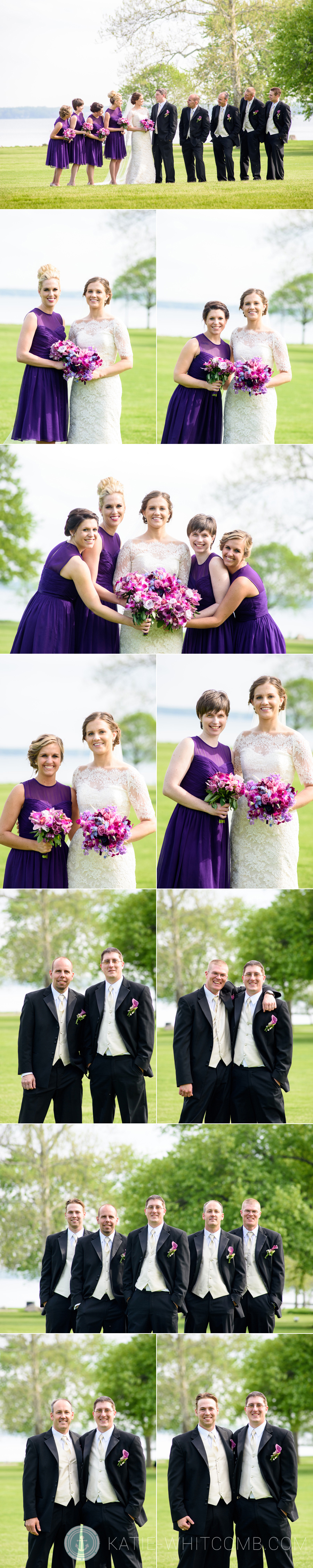 Bridal Party portraits by the lake on Culver Academy campus