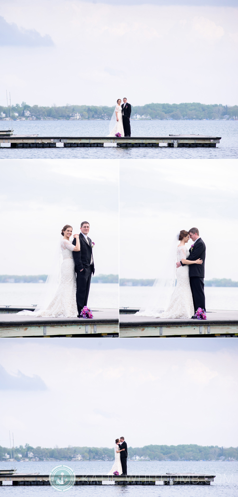 Bride & Groom's Intimate portraits by the lake on Culver Academy campus