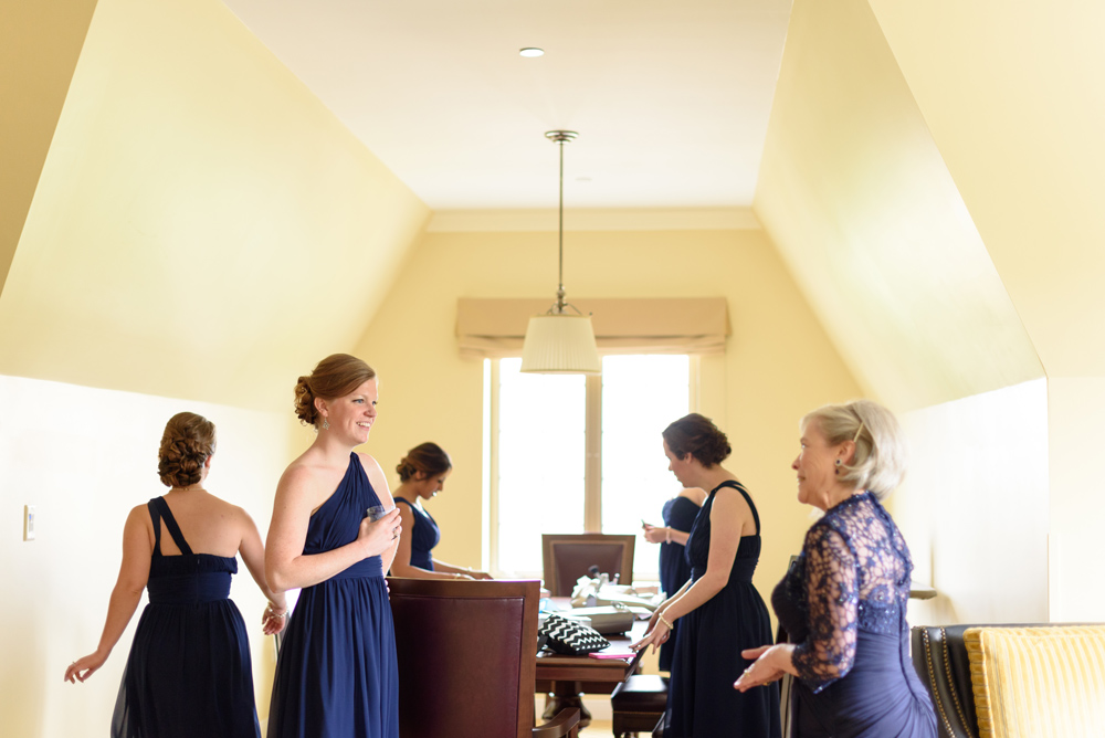 bridesmaids navy notre dame getting ready wedding