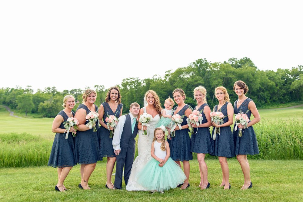 charcoal mint lace bridesmaids flowergirls