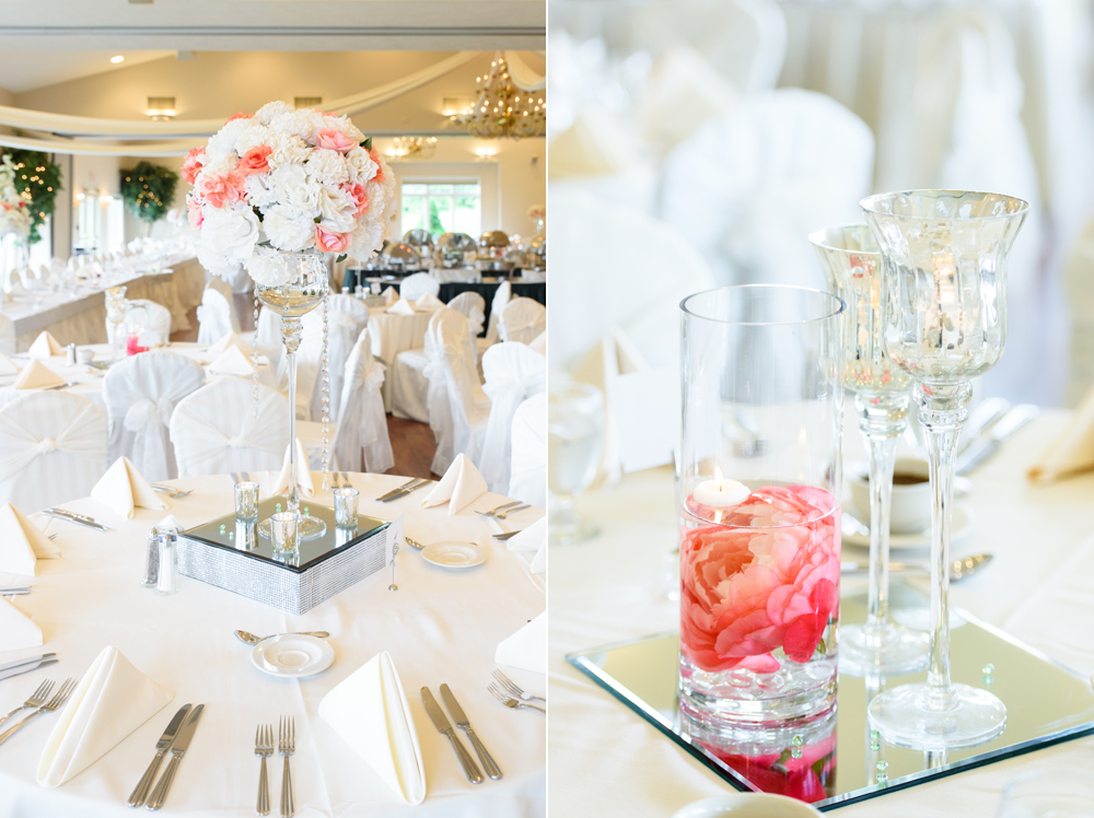 blush mint wedding reception details blue heron