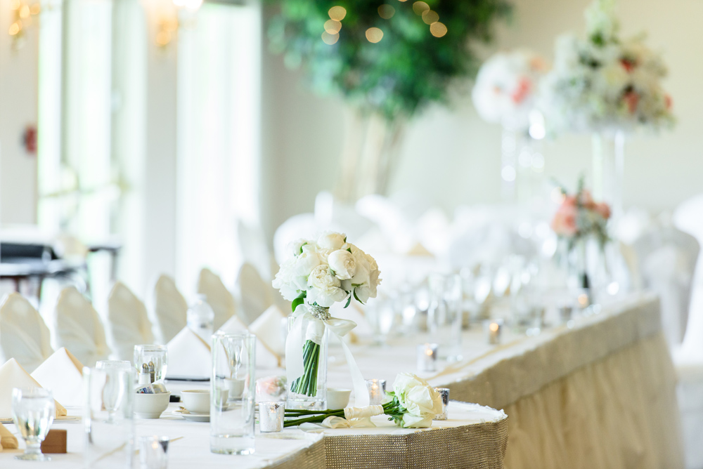 blush mint wedding reception details blue heron