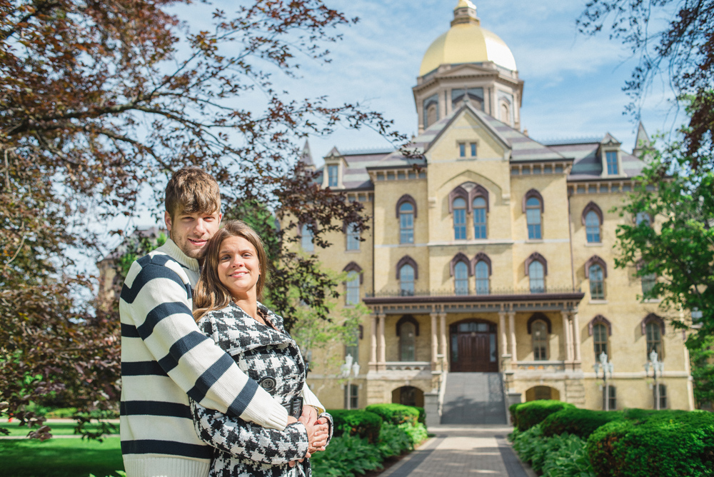 notre dame dome engagement session stipes houndstooth spring