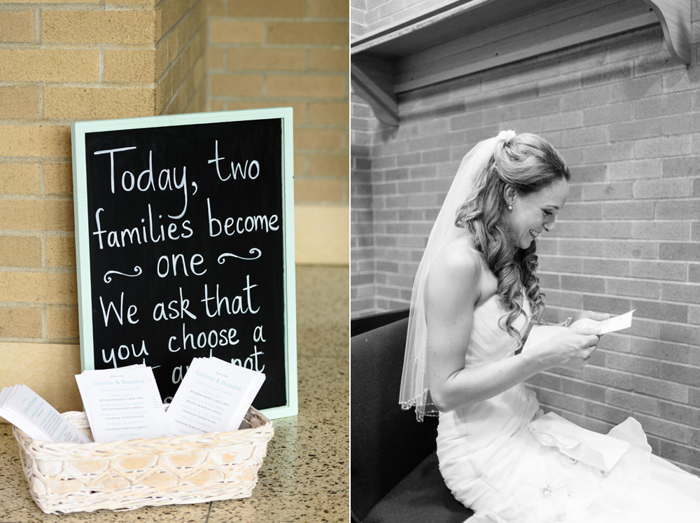 wedding ceremony details black and white letter to bride
