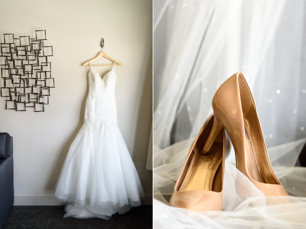 wedding dress bcbg shoes details sparkle nude heels