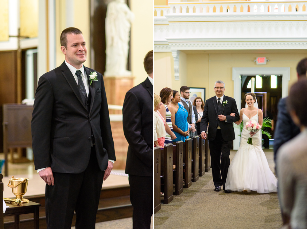wedding processional groom sees bride for the first time