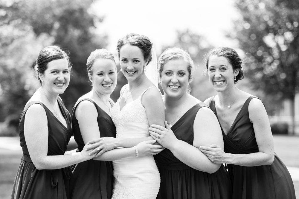 black and white bridal party bridesmaids