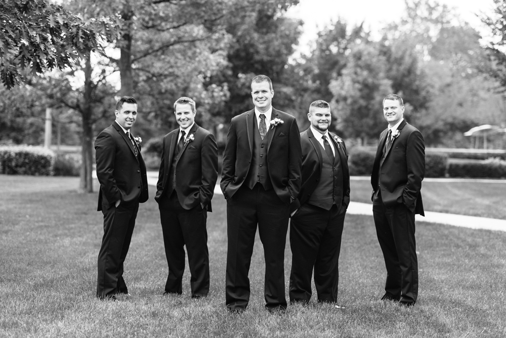 black and white bridal party groomsmen